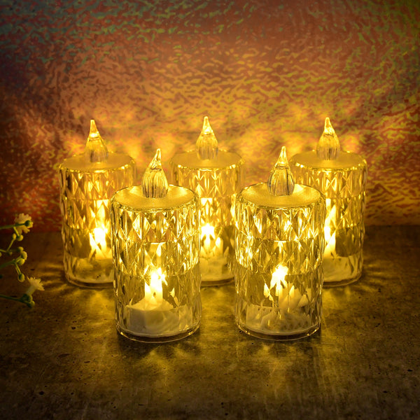 LED Crystal Effect Flameless Candle Light Set