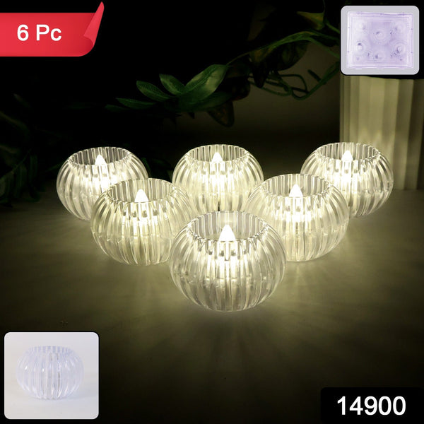 Crystal Design LED Flameless Tealight Candles (6 Pc)